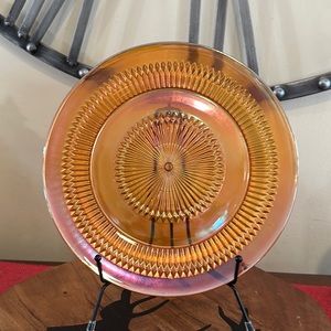 Marigold Iridescent, Jeannette Glass, Sandwich Plate. 1950’s. Set of four